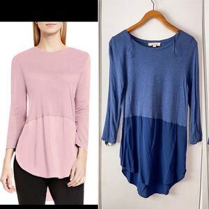 Two by Vince Camuto mixed media crew neck tunic